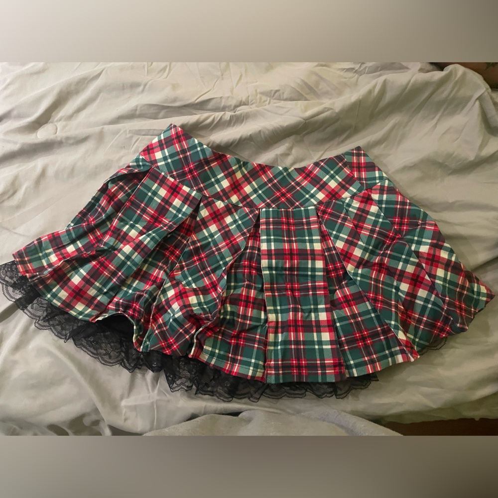 Sugar Thrillz Plaid Holiday Skirt